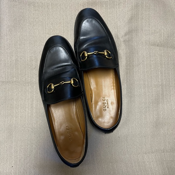 Gucci Jordaan Loafers Black Gold Horsebit Size 38 - Picture 2 of 6